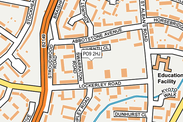 PO9 2HJ map - OS OpenMap – Local (Ordnance Survey)