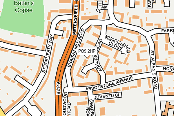 PO9 2HP map - OS OpenMap – Local (Ordnance Survey)