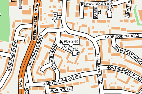 PO9 2HR map - OS OpenMap – Local (Ordnance Survey)