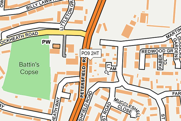 PO9 2HT map - OS OpenMap – Local (Ordnance Survey)