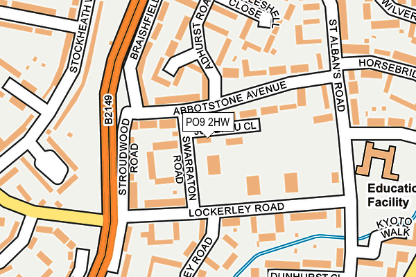 PO9 2HW map - OS OpenMap – Local (Ordnance Survey)
