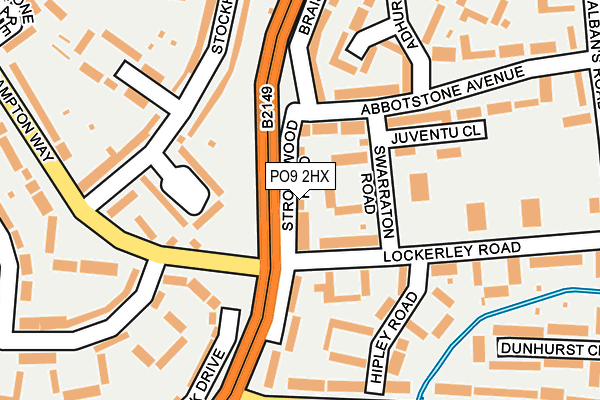 PO9 2HX map - OS OpenMap – Local (Ordnance Survey)