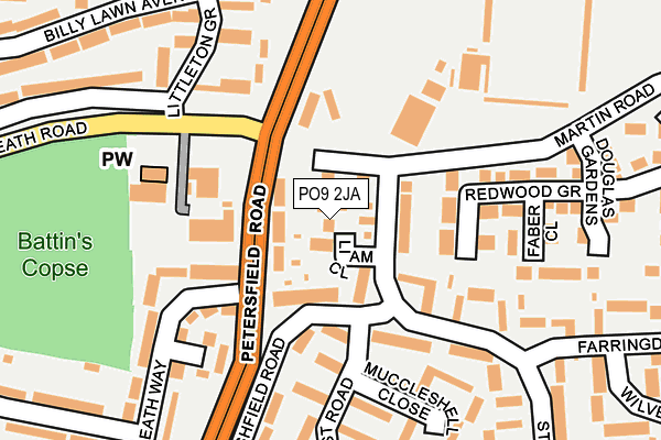 PO9 2JA map - OS OpenMap – Local (Ordnance Survey)