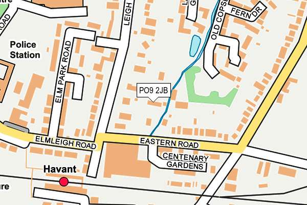 PO9 2JB map - OS OpenMap – Local (Ordnance Survey)