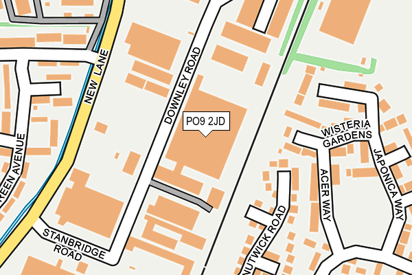 PO9 2JD map - OS OpenMap – Local (Ordnance Survey)
