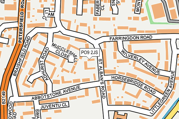 PO9 2JS map - OS OpenMap – Local (Ordnance Survey)