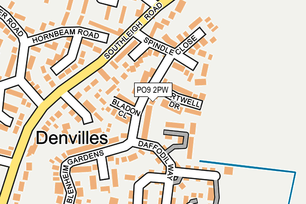 PO9 2PW map - OS OpenMap – Local (Ordnance Survey)