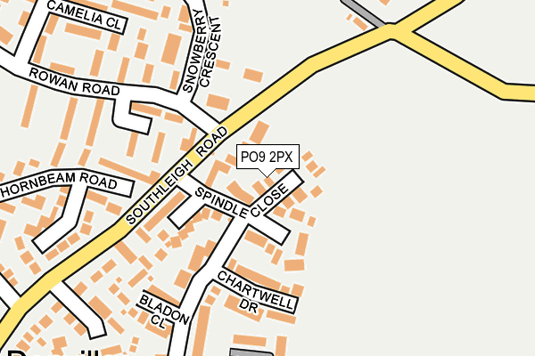 PO9 2PX map - OS OpenMap – Local (Ordnance Survey)