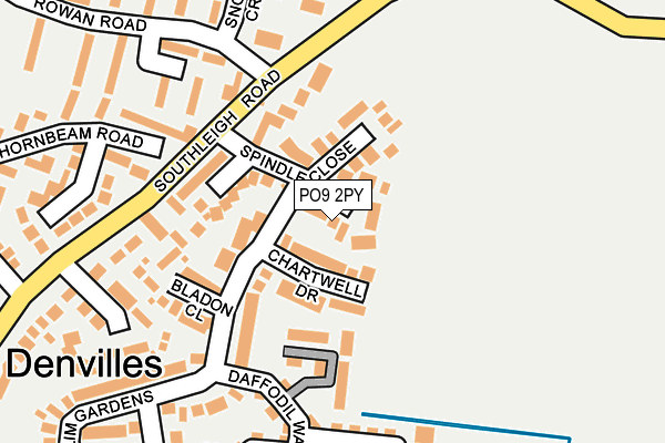PO9 2PY map - OS OpenMap – Local (Ordnance Survey)