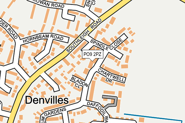 PO9 2PZ map - OS OpenMap – Local (Ordnance Survey)