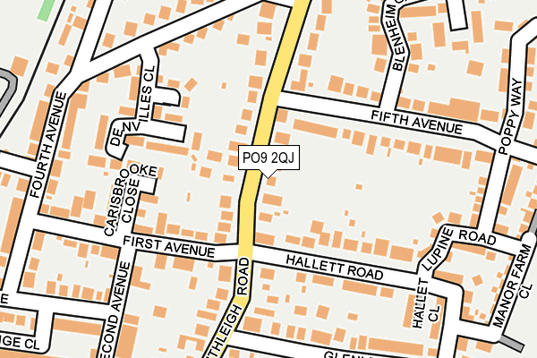 PO9 2QJ map - OS OpenMap – Local (Ordnance Survey)