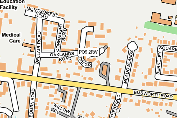 PO9 2RW map - OS OpenMap – Local (Ordnance Survey)