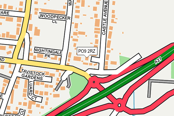 PO9 2RZ map - OS OpenMap – Local (Ordnance Survey)