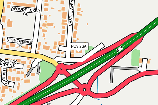 PO9 2SA map - OS OpenMap – Local (Ordnance Survey)