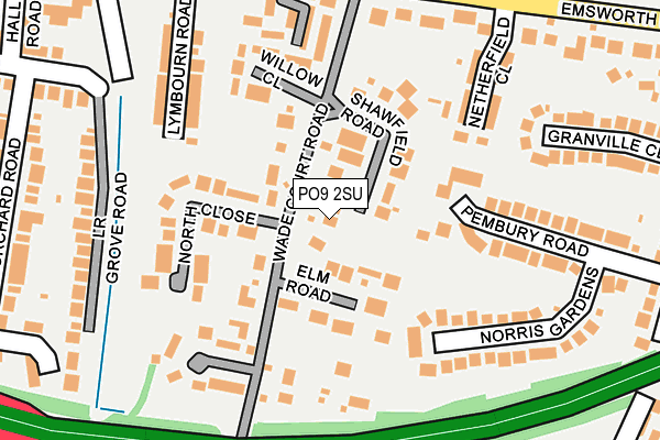 PO9 2SU map - OS OpenMap – Local (Ordnance Survey)