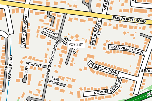 PO9 2SY map - OS OpenMap – Local (Ordnance Survey)