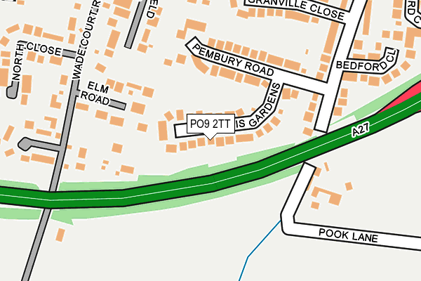 PO9 2TT map - OS OpenMap – Local (Ordnance Survey)