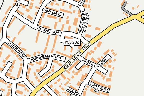 PO9 2UZ map - OS OpenMap – Local (Ordnance Survey)