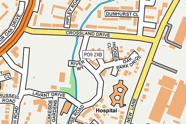 PO9 2XB map - OS OpenMap – Local (Ordnance Survey)