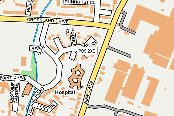 PO9 2XD map - OS OpenMap – Local (Ordnance Survey)