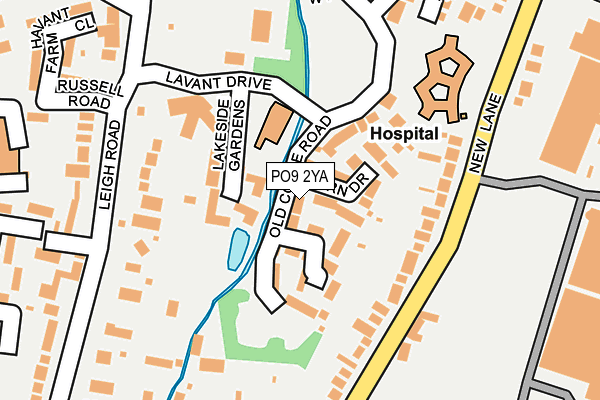 PO9 2YA map - OS OpenMap – Local (Ordnance Survey)