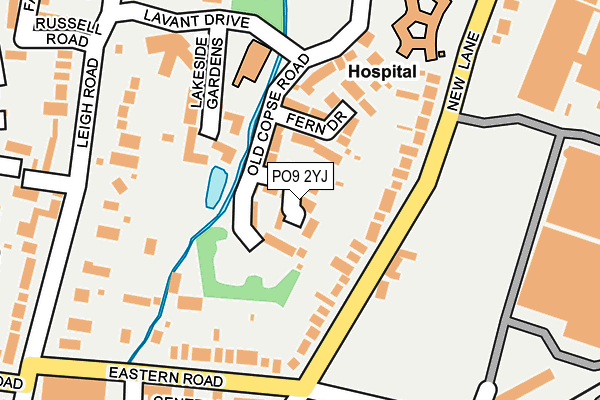PO9 2YJ map - OS OpenMap – Local (Ordnance Survey)