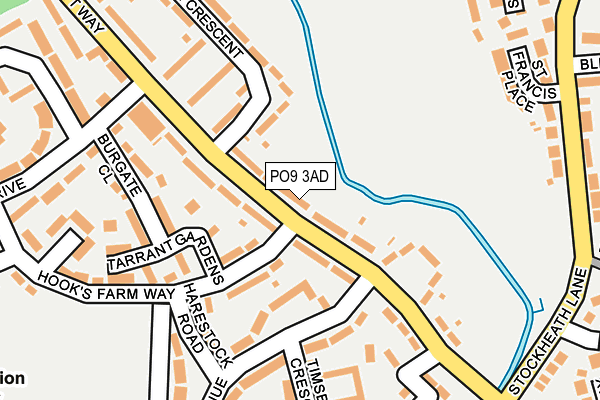 PO9 3AD map - OS OpenMap – Local (Ordnance Survey)