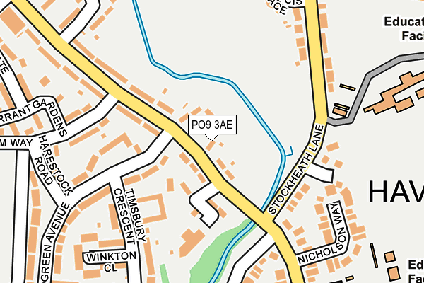 PO9 3AE map - OS OpenMap – Local (Ordnance Survey)