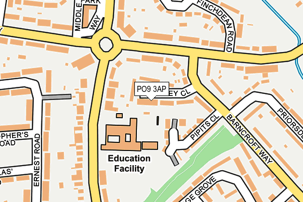PO9 3AP map - OS OpenMap – Local (Ordnance Survey)
