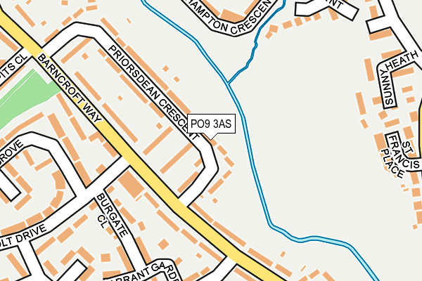 PO9 3AS map - OS OpenMap – Local (Ordnance Survey)