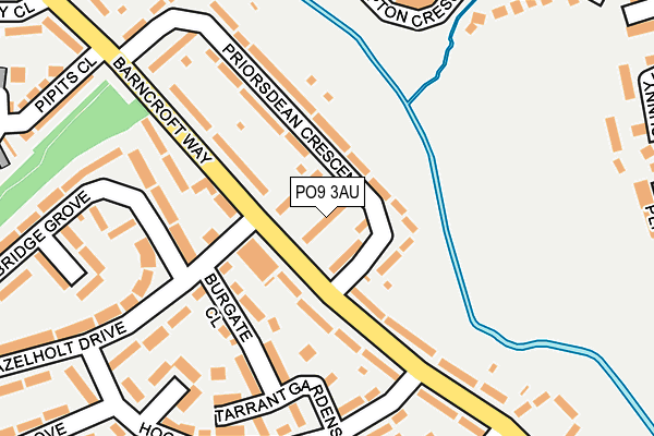 PO9 3AU map - OS OpenMap – Local (Ordnance Survey)