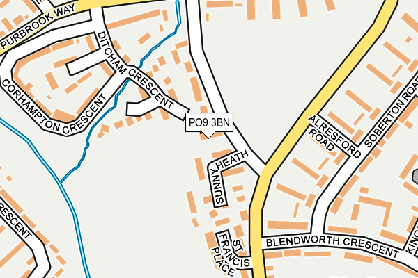 PO9 3BN map - OS OpenMap – Local (Ordnance Survey)