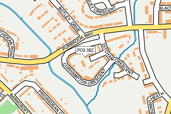 PO9 3BZ map - OS OpenMap – Local (Ordnance Survey)