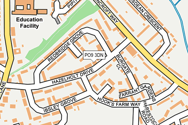 PO9 3DN map - OS OpenMap – Local (Ordnance Survey)