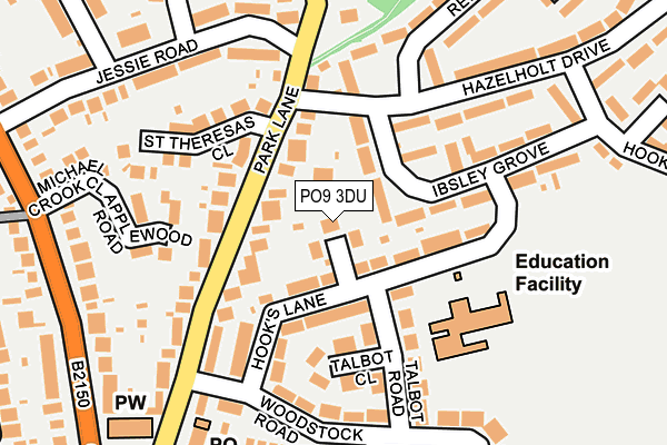 PO9 3DU map - OS OpenMap – Local (Ordnance Survey)