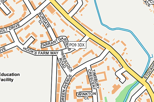 PO9 3DX map - OS OpenMap – Local (Ordnance Survey)
