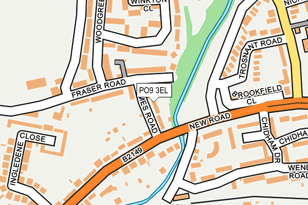 PO9 3EL map - OS OpenMap – Local (Ordnance Survey)