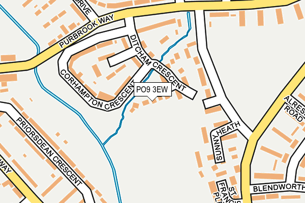 PO9 3EW map - OS OpenMap – Local (Ordnance Survey)
