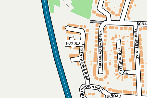 PO9 3EX map - OS OpenMap – Local (Ordnance Survey)