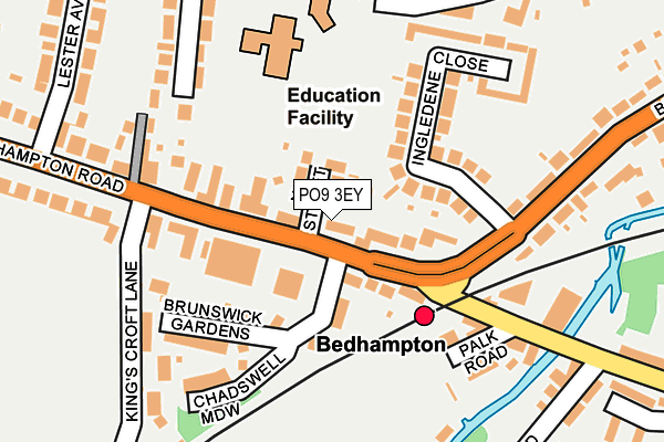 PO9 3EY map - OS OpenMap – Local (Ordnance Survey)
