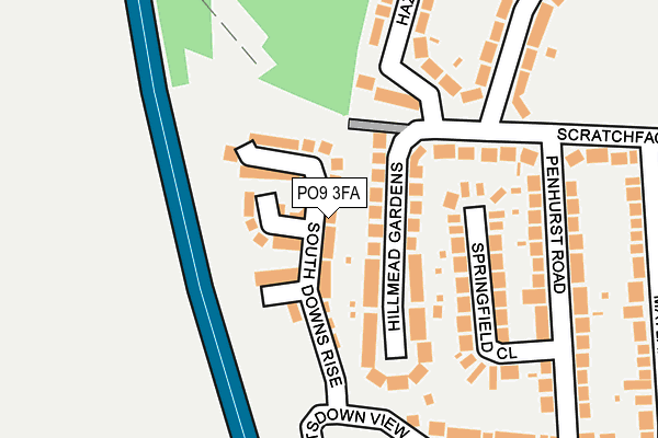 PO9 3FA map - OS OpenMap – Local (Ordnance Survey)