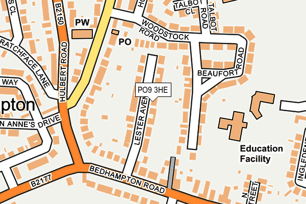 PO9 3HE map - OS OpenMap – Local (Ordnance Survey)