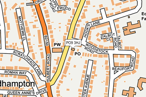 PO9 3HJ map - OS OpenMap – Local (Ordnance Survey)