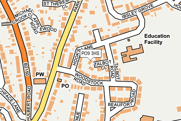 PO9 3HS map - OS OpenMap – Local (Ordnance Survey)