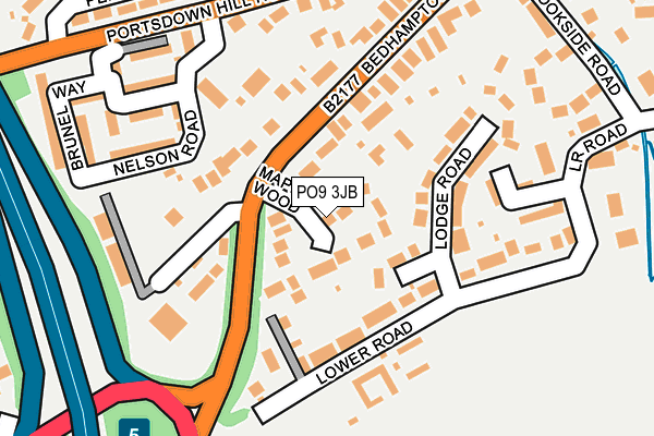 PO9 3JB map - OS OpenMap – Local (Ordnance Survey)