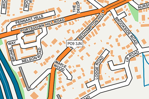 PO9 3JN map - OS OpenMap – Local (Ordnance Survey)
