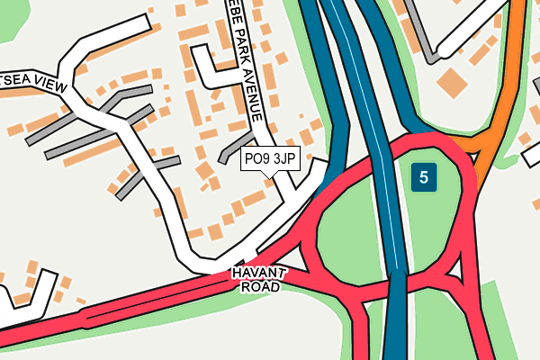 PO9 3JP map - OS OpenMap – Local (Ordnance Survey)