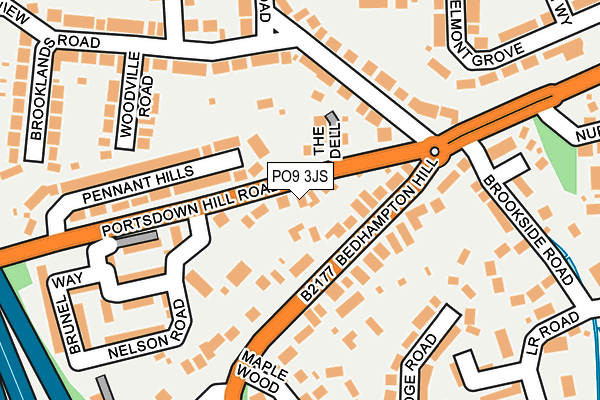 PO9 3JS map - OS OpenMap – Local (Ordnance Survey)