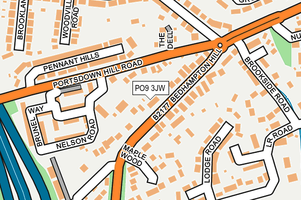 PO9 3JW map - OS OpenMap – Local (Ordnance Survey)
