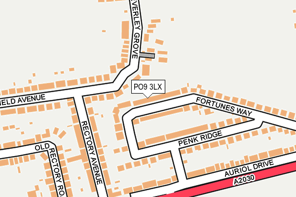 PO9 3LX map - OS OpenMap – Local (Ordnance Survey)